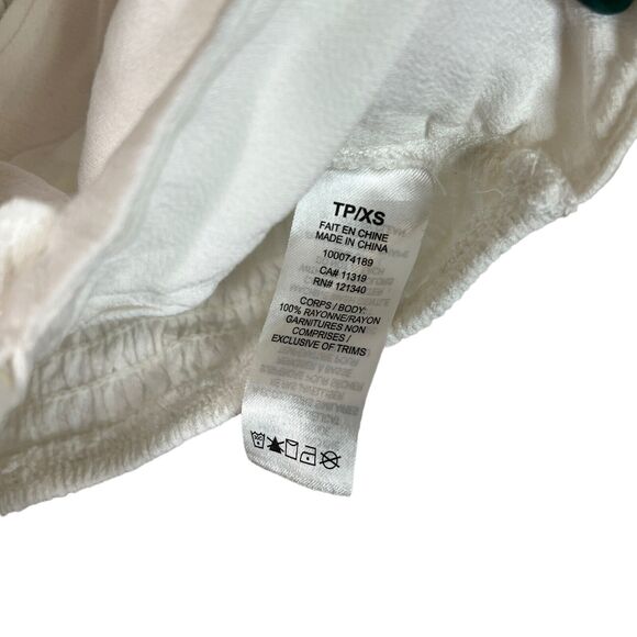 G Womens Lace-Up Cropped Top Off Shoulder Smocked Back White XS - Picture 5 of 5